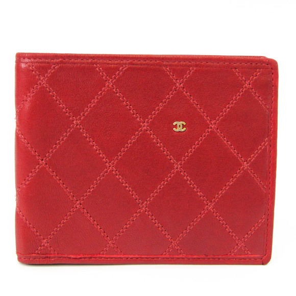 CHANEL Accessories - Chanel Bicolor Women's Leather Bill Wallet (bi-fold) Red Color